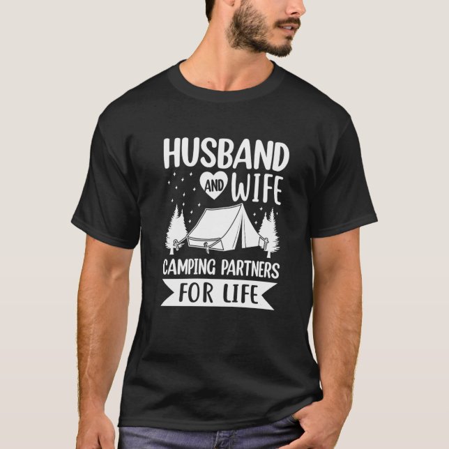T-shirt Husband and Wife Camping Partners for Life  Camper (Devant)