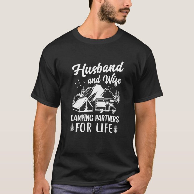 T-shirt Husband and Wife Camping Partners for Life  Camper (Devant)