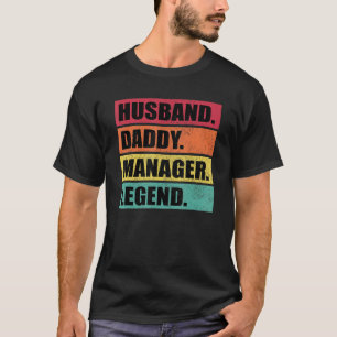 T-shirt Husband Daddy Manager Légende Fête des pères rétro