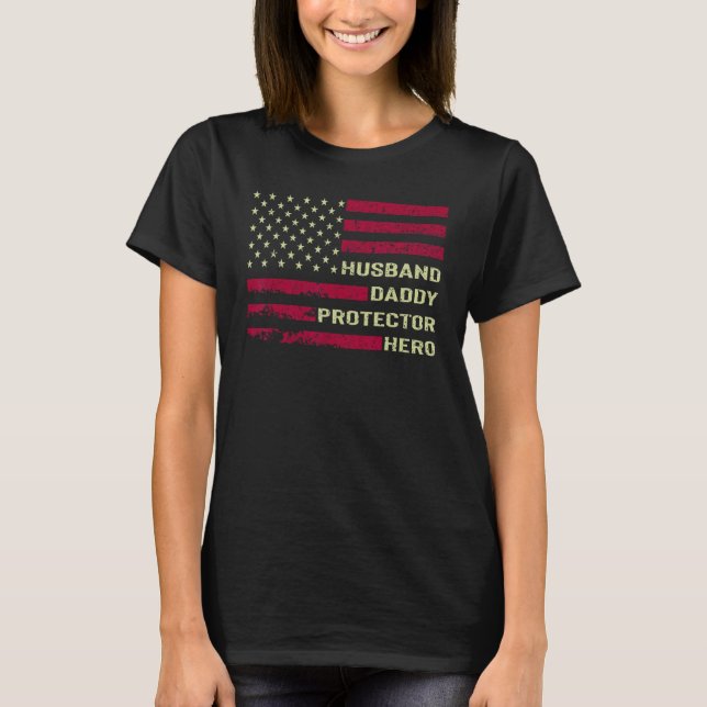 T-shirt Husband Daddy Protector Hero Fathers Day Gift For  (Devant)
