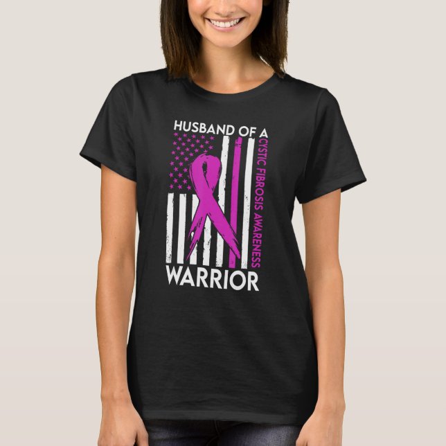 T-shirt Husband Of A Warrior Cystic Fibrosis Awareness Sup (Devant)