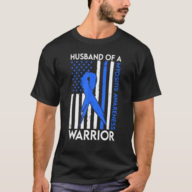 T-shirt Husband Of A Warrior Myositis Awareness Support Sq (Devant)