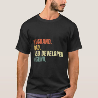 T-shirt Husband Papa Web Developer Legend Funny Vintage Gr