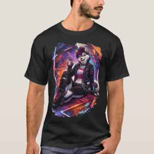 T-shirt Husky Cyberpunk