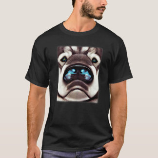 T-shirt Husky design dog imprint artwork face with Siberia