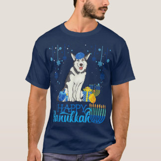 T-shirt Husky Dog Happy Hanoukka