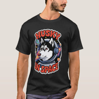 T-shirt Husky Drôle De Chien Dans L'espace Drôle De Concep