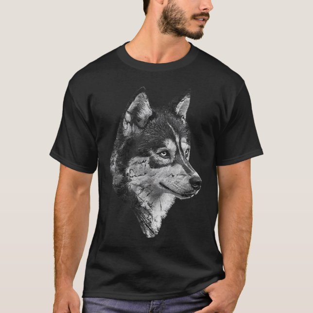T-shirt Husky Face Mignonne Amoureux des chiens Hommes Fem (Devant)