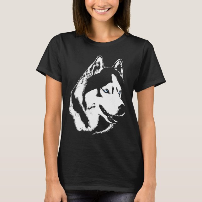 T-shirt Husky Femme traîneau Chien Chemises bio (Devant)