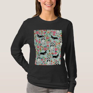 T-shirt Husky Florals Chiens Et Florals Vintages Motif S