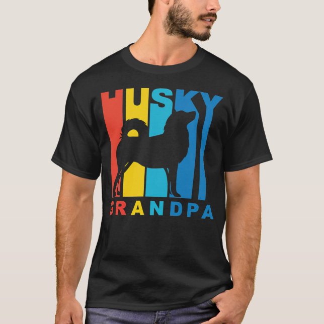 T-shirt Husky Grandpa noir (Devant)