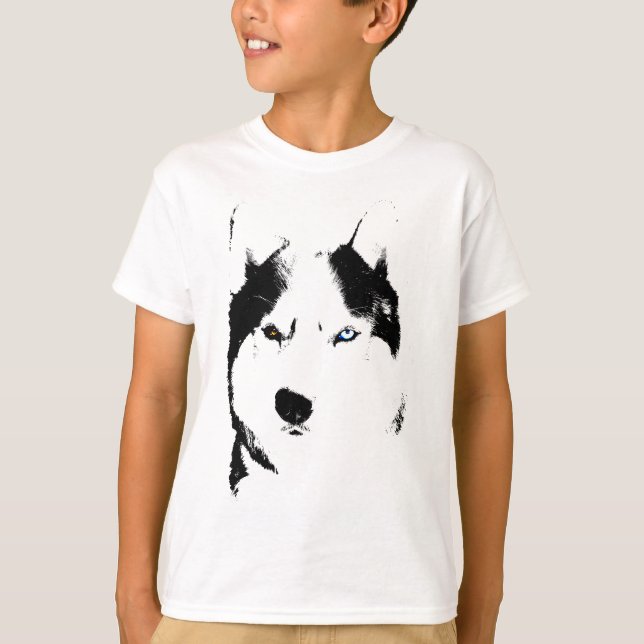 T-shirt Husky Kids Sled Dog Kid Husky Ringer (Devant)