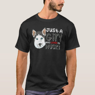 T-shirt Husky Love I Girl Chien Animal Femme Alaska mignon