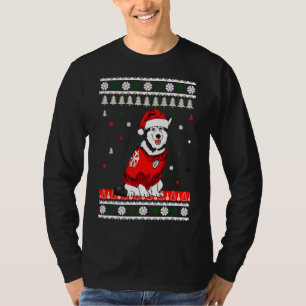 T-shirt Husky portant le chapeau de Santa Hat Tree