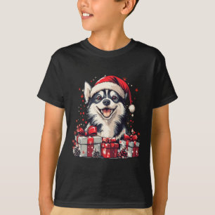 T-shirt Husky Santa Hat Funny Noël Sibérien Husky Chien