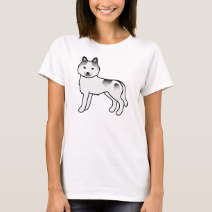 T-shirt Husky Sibérien Pie Gris Chien de Dessin Animé Mign