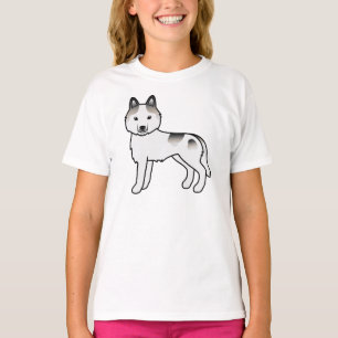 T-shirt Husky Sibérien pie tacheté gris Chien de dessin an