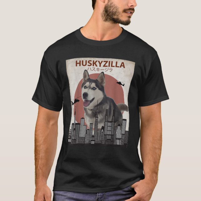 T-shirt Huskyzilla Funny Siberian Husky T Shirt Amoureux d (Devant)