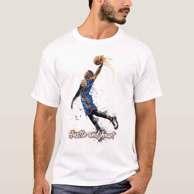 T-shirt Hustle & Heart: Dynamic Basketball Art Print (Devant)