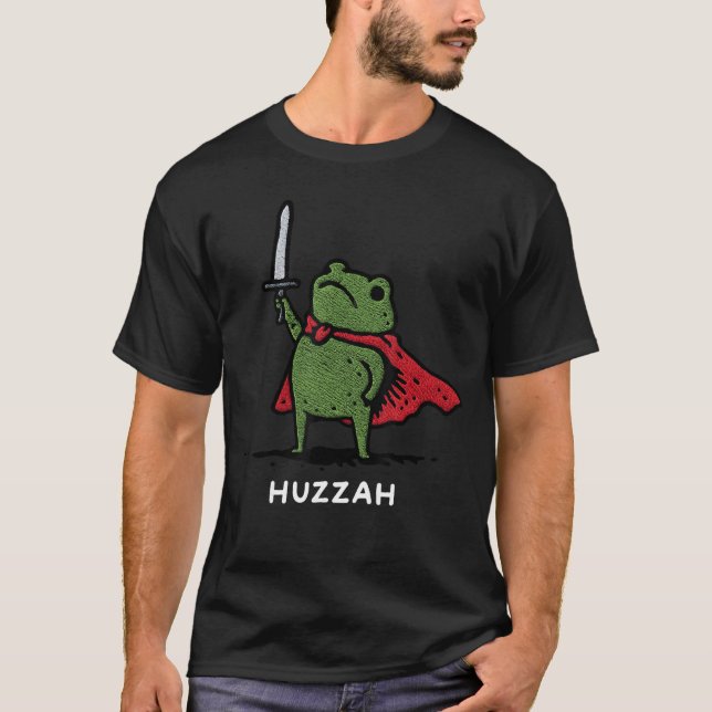 T-shirt Huzzah Frog Knight Funny Sword Meme Quote (Devant)