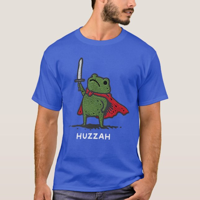 T-shirt Huzzah Frog Knight Funny Sword Meme Quote (Devant)