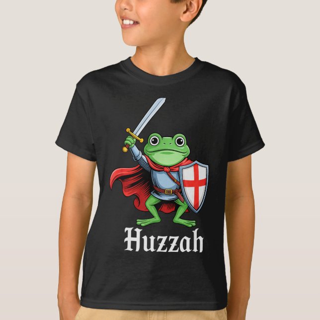 T-shirt Huzzah Frog Knight Funny Sword Meme Quote Medieval (Devant)