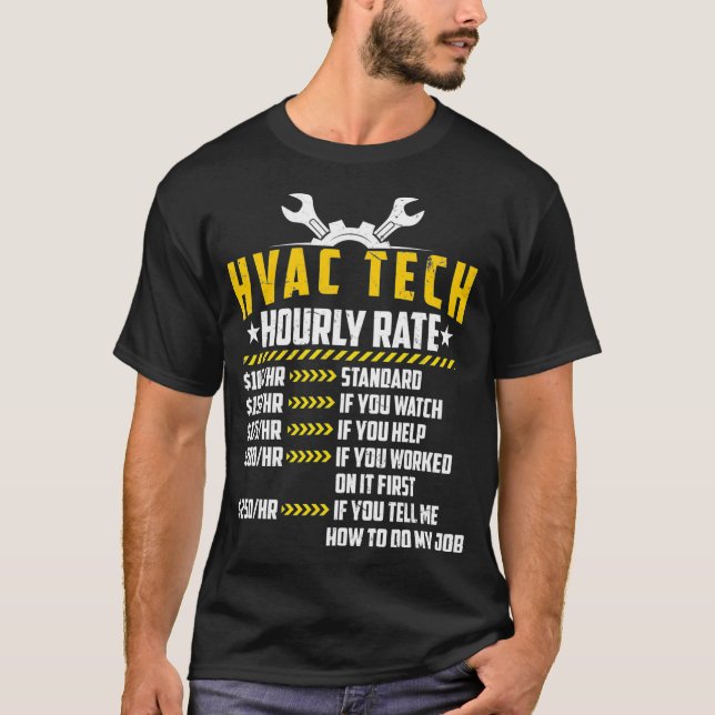 T-shirt HVAC Tech Taux horaire Funny Technician Maintenanc (Devant)