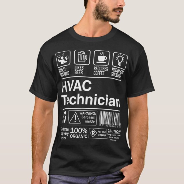 T-shirt HVAC Technician Product Label Funny Gift  (Devant)