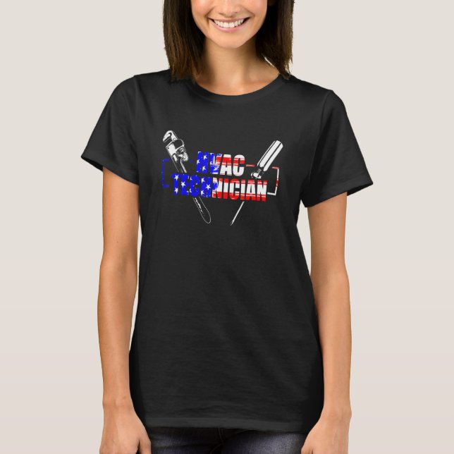 T-shirt HVAC Technician USA Flag   HVAC Tech (Devant)