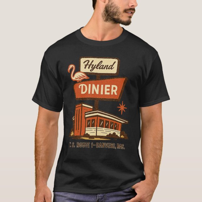 T-shirt Hyland Diner Danvers, MA Retro Route 1 Roadside Di (Devant)