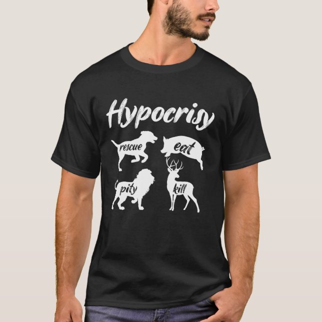 T-shirt Hypocrisie Secourir Manger Veganisme Plante biolog (Devant)