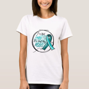 T-shirt I Am Not Lazy It's Just My PCOS Teal Ribbon