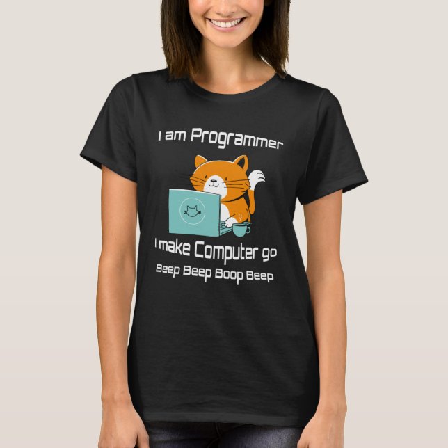 T-shirt I are Programmer  Cat Gamer PC Video Games (Devant)