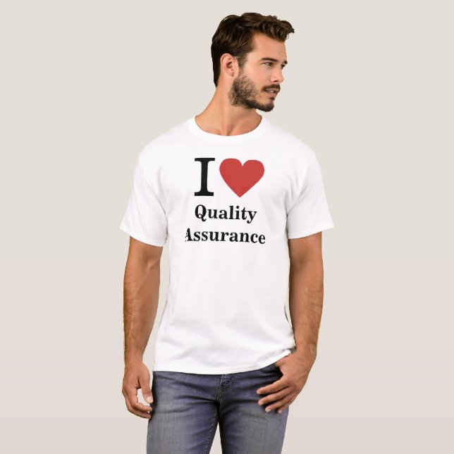 T-shirt I ❤️ Assurance qualité pour les employés CUSTOM Ho (Devant entier)