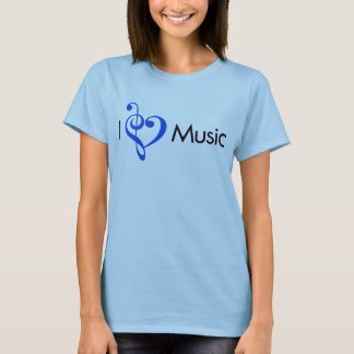 T-shirt I bleu de musique de coeur