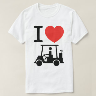 T-shirt I chariot de golf de coeur (amour)