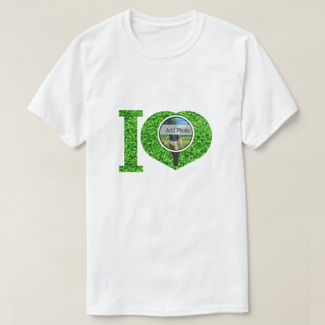 T-shirt I coeur golf cadre photo vert créer votre propre (Design devant)
