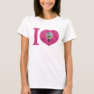 T-shirt I coeur golf rose parties scintillant photo cadre 