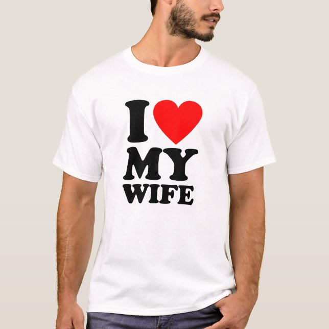 T-shirt I coeur mon épouse (texte noir) (Devant)