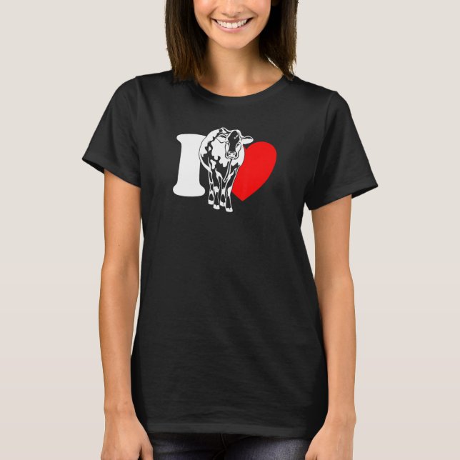 T-shirt I Coeur Vaches - Amusant Fermier, Rancher de bétai (Devant)