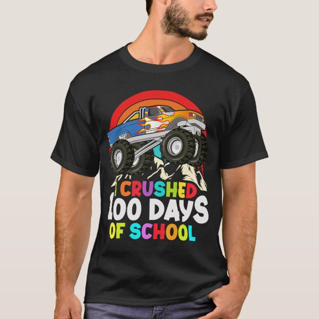 T-shirt I Crushed 100 Days Of School Monster Truck Kids Bo (Devant)