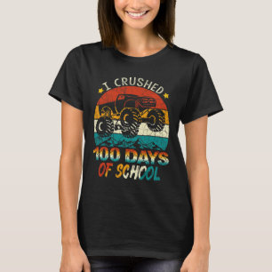 T-shirt I Crushed 100 Days Of School Monster Truck Kids Bo