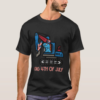 T-shirt I Dig 4Th Of July Excavator Dino Patriotic Toddler