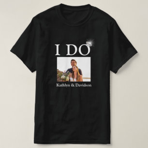 T-shirt I DO Fiançailles Ring Couple Nom photo Minimaliste