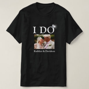 T-shirt I DO Fiançailles Ring Couple Nom photo Minimaliste
