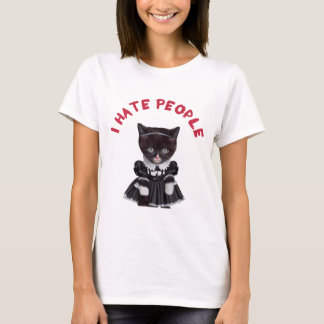 T-shirt I Hate People - Chat habillé comme mercredi Addams