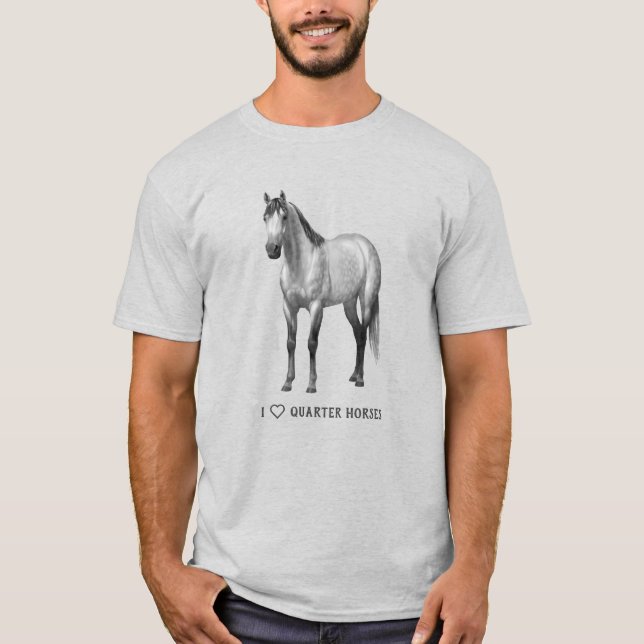 T-shirt I Heart (Amour) Quarter Chevaux Dapper Grey (Devant)