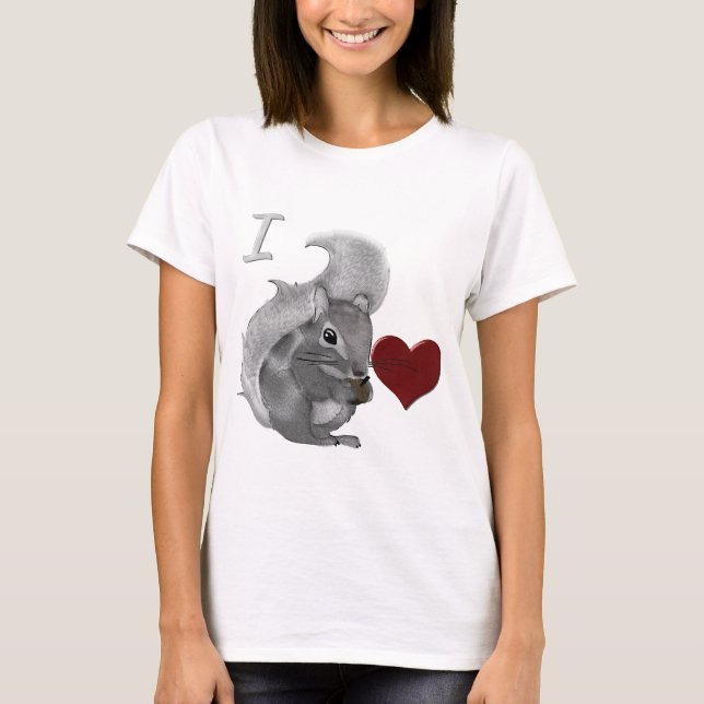 T-shirt I Heart Baby Squirrels Fuzzy Animal (Devant)