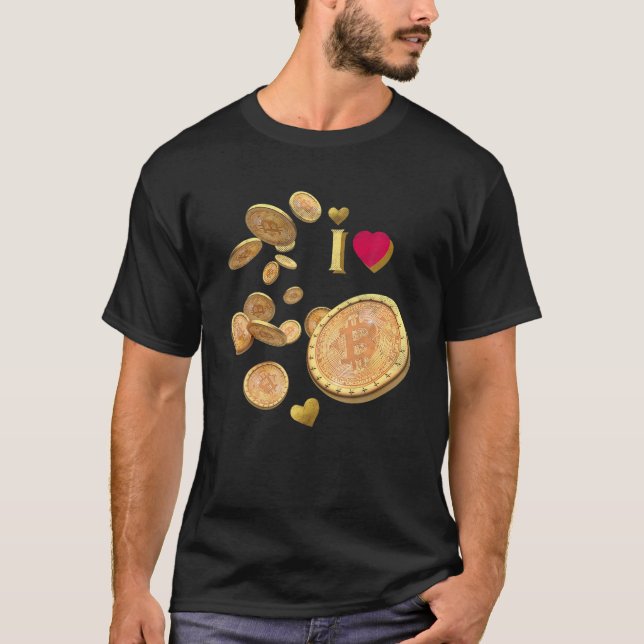 T-shirt I Heart Bitcoin Trader Miner Crypto Meme Coin (Devant)
