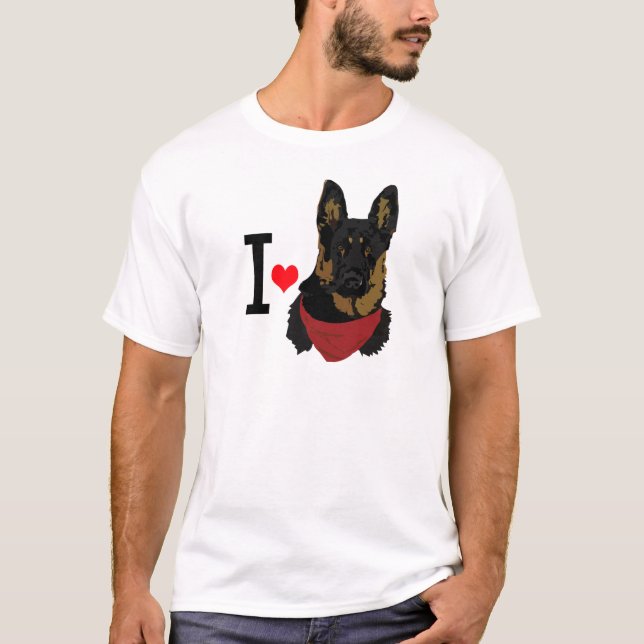 T-shirt I Heart German Shepherd J'aime Shepards (Devant)